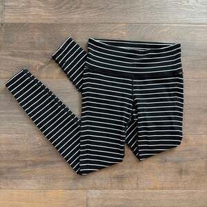 Athleta Black and White Striped Leggings